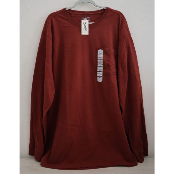 Duluth Men's Sz XL Burgundy Relaxed Fit Longtail L/S Crew Neck T-Shirt w/Pocket - Picture 1 of 10
